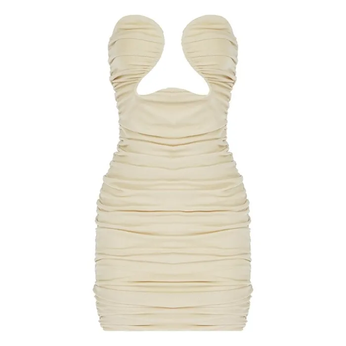 Sexy mini-jurkje - strapless - mouwloos - gedrapeerd designJurken