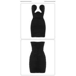 Sexy mini dress - strapless - sleeveless - draped designDresses