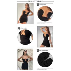 Sexy mini-jurkje - strapless - mouwloos - gedrapeerd designJurken