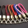 Woven braided leather keychain - detachable - rotatable metal buckleKeyrings