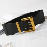 Retro elastische brede riem - leer - gouden gespRiemen