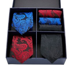 Modieuze herenset - stropdas / zakdoek - zijde - 6 stuksStrikjes - stropdassen