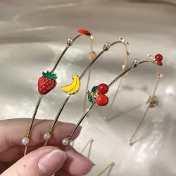 Serre-tête en métal - avec fruits / perles