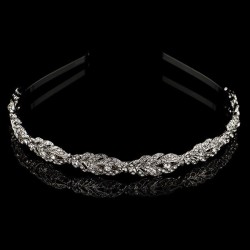 Luxe kristallen tiara - hoofdband - bladmotief met bloemenHaar