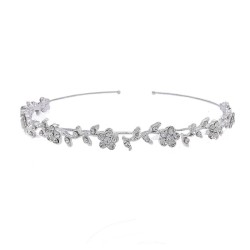Luxe tiara - kristallen hoofdband - bloemen / bladerenHaar