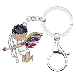 Porte-clés en émail - avec ange cupidon