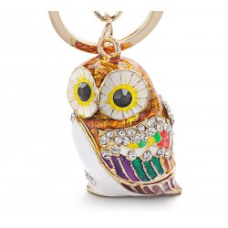 Porte-clés avec hibou - cristal / glaçure émaillée