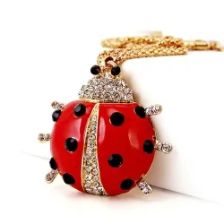 Elegante ketting - met rood emaille lieveheersbeestjeHalskettingen