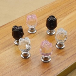 Boutons de meubles luxueux - forme de rose en cristal de verre