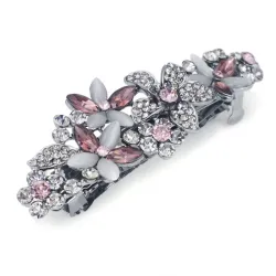 Barrette élégante - épingle à cheveux - avec fleurs en cristal