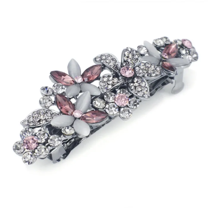 Barrette élégante - épingle à cheveux - avec fleurs en cristal
