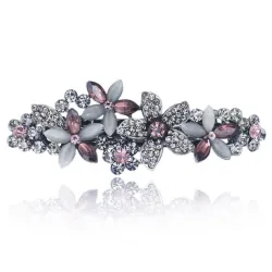 Barrette élégante - épingle à cheveux - avec fleurs en cristal