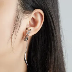 Boucles d'oreilles pendantes élégantes - petit renard - émail noir - argent - or - or rose