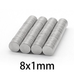 N35 - neodymium magneet - sterke ronde schijf - 8mm * 1mm - 50 - 1000 stuksN35