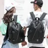 Sac à dos en cuir à la mode - sac pour ordinateur portable 15,6 pouces - trou pour écouteurs - étanche