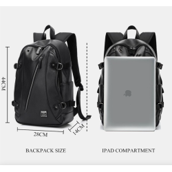 Sac à dos en cuir à la mode - sac pour ordinateur portable 15,6 pouces - trou pour écouteurs - étanche