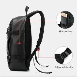 Sac à dos en cuir à la mode - sac pour ordinateur portable 15,6 pouces - trou pour écouteurs - étanche