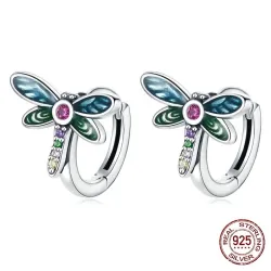 Kleurrijke kristallen libelle - oorknopjes - 925 sterling zilverOorbellen