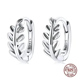 Ronde oorbellen in bladvorm - 925 sterling zilverOorbellen