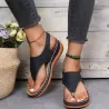 Leren zomersandalen - met bandje - platte sleehak zoolSandalen