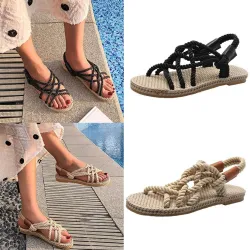 Traditional flat sandals - trendy braided ropeSandals