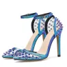 Sexy pumps met hoge hak - transparant - met enkelbandje / klinknagelsHoge hakken