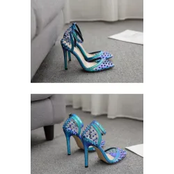 Sexy pumps met hoge hak - transparant - met enkelbandje / klinknagelsHoge hakken
