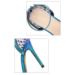 Sexy pumps met hoge hak - transparant - met enkelbandje / klinknagelsHoge hakken