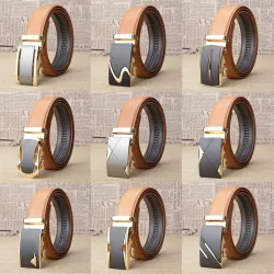 Ceinture en cuir véritable avec boucle automatique - marron