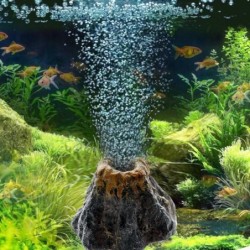 Simulation volcan - ornement de rocaille - pompe d'aération - faiseur de bulles - décoration d'aquarium