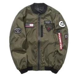 Bomber - pilotenjack - korte windbreaker - dubbelzijdig - met patches / rits - slim typeJassen