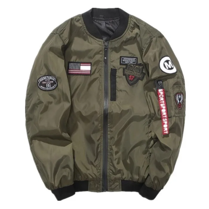Bomber - pilotenjack - korte windbreaker - dubbelzijdig - met patches / rits - slim typeJassen