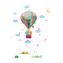 Stickers muraux décoratifs - ballons colorés / nuages / animaux