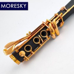 MORESKY - BB klarinet - 17 toetsen - met rieten - goudlak - zwartMuziek Instrumenten