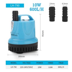 Pompe à eau submersible - bassin - aquarium - fontaine - ultra silencieuse - 220V - 240V - 10W - 100W
