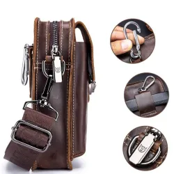 Petite pochette - taille / sac à bandoulière - cuir véritable