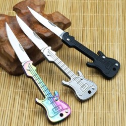 Mini couteau de poche - pliable - forme guitare - acier inoxydable