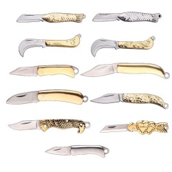 Mini couteau de poche pliable - motifs sculptés - acier inoxydable