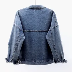 Veste en jean courte vintage - avec diamants / trous
