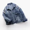 Veste en jean courte vintage - avec diamants / trous