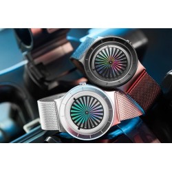 SINOBI - creatief quartz horloge - kleurrijke wijzerplaat - roestvrijstalen mesh bandHorloges