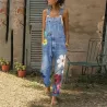 Zomer lange jumpsuit - jeans romper - bloemen bedruktJumpsuits