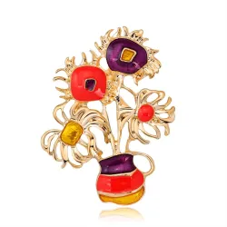 Broche dorée élégante - avec des tournesols colorés