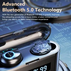 Draadloze sportkoptelefoon - oordopjes - waterdicht - Bluetooth - met microfoon / 2200Mah oplaaddoosOor- & hoofdtelefoons
