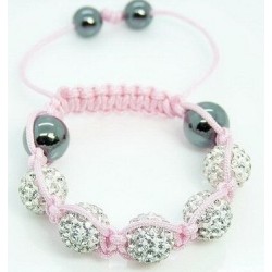 Bracelet élégant avec boules de cristal colorées / perles noires - réglable - 2 pièces