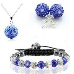 Fashionable set with crystal beads - bracelet - earrings - pendant for necklace