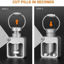 Pills storage box - separator - pills cutter - waterproof container - with key ring - aluminum alloyKeyrings