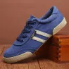 Klassieke herenschoenen - platte canvas sneakers - ronde neus - vetersSchoenen