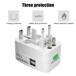 Alimentation universelle - Adaptateur de voyage - avec 2 ports USB - Convertisseur de prise AU US UK EU