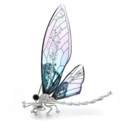 Broche en métal à la mode - grande libellule avec cristaux